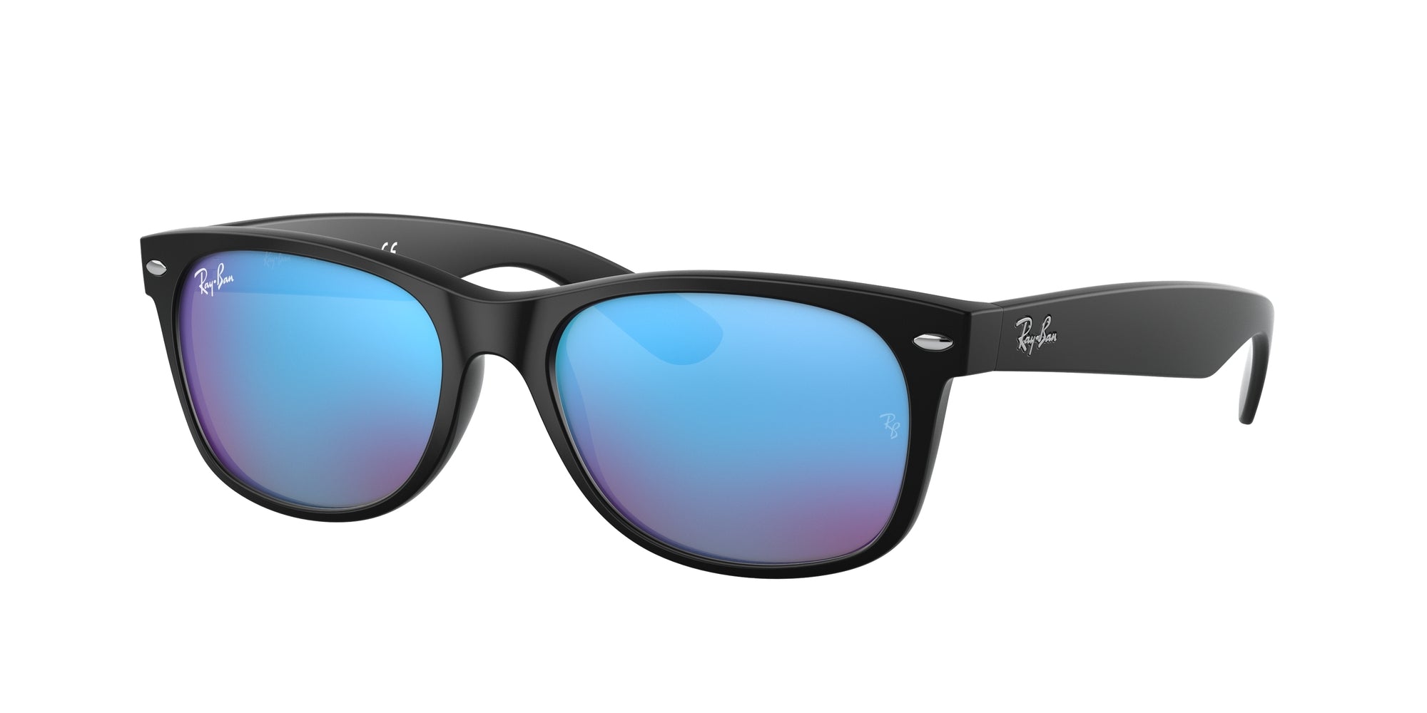 8053672266900 - Unisex RB2132 NEW WAYFARER 622 17 Gläser SONNENBRILLEN Injiziert Schwarz Blau Quadratisch Normal Spiegel