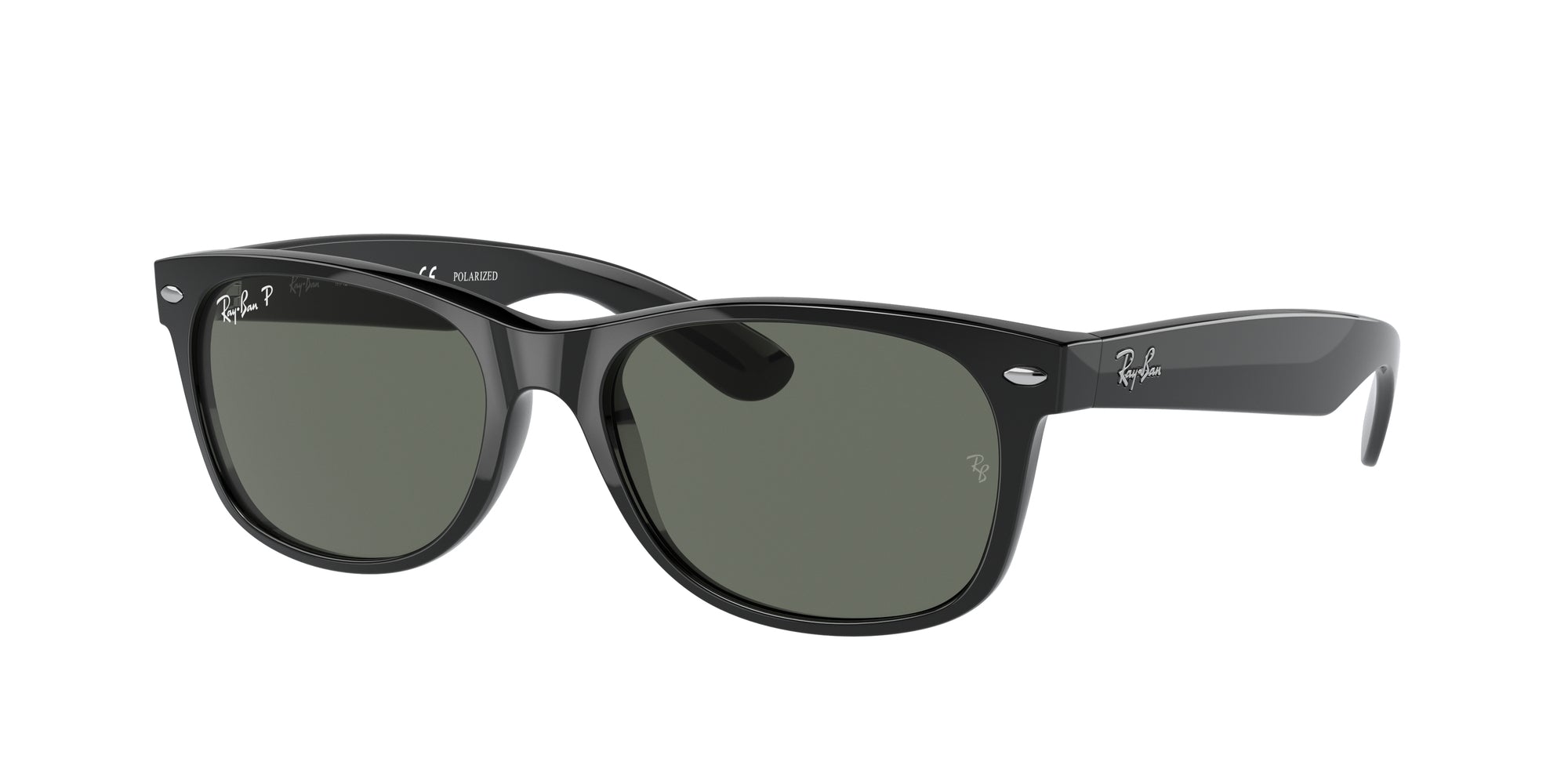 8053672562569 - Unisex RB2132 NEW WAYFARER 901 58 Gläser SONNENBRILLEN Injiziert Schwarz Grün Quadratisch Polarisiert