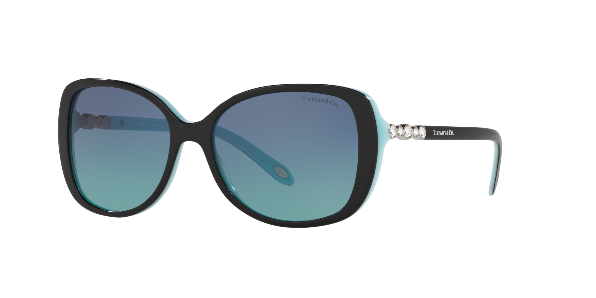 8053672589566 - Damen TF4121B  80559S Gläser SONNENBRILLEN Acetat Schwarz Blau Quadratisch Normal Sfumato