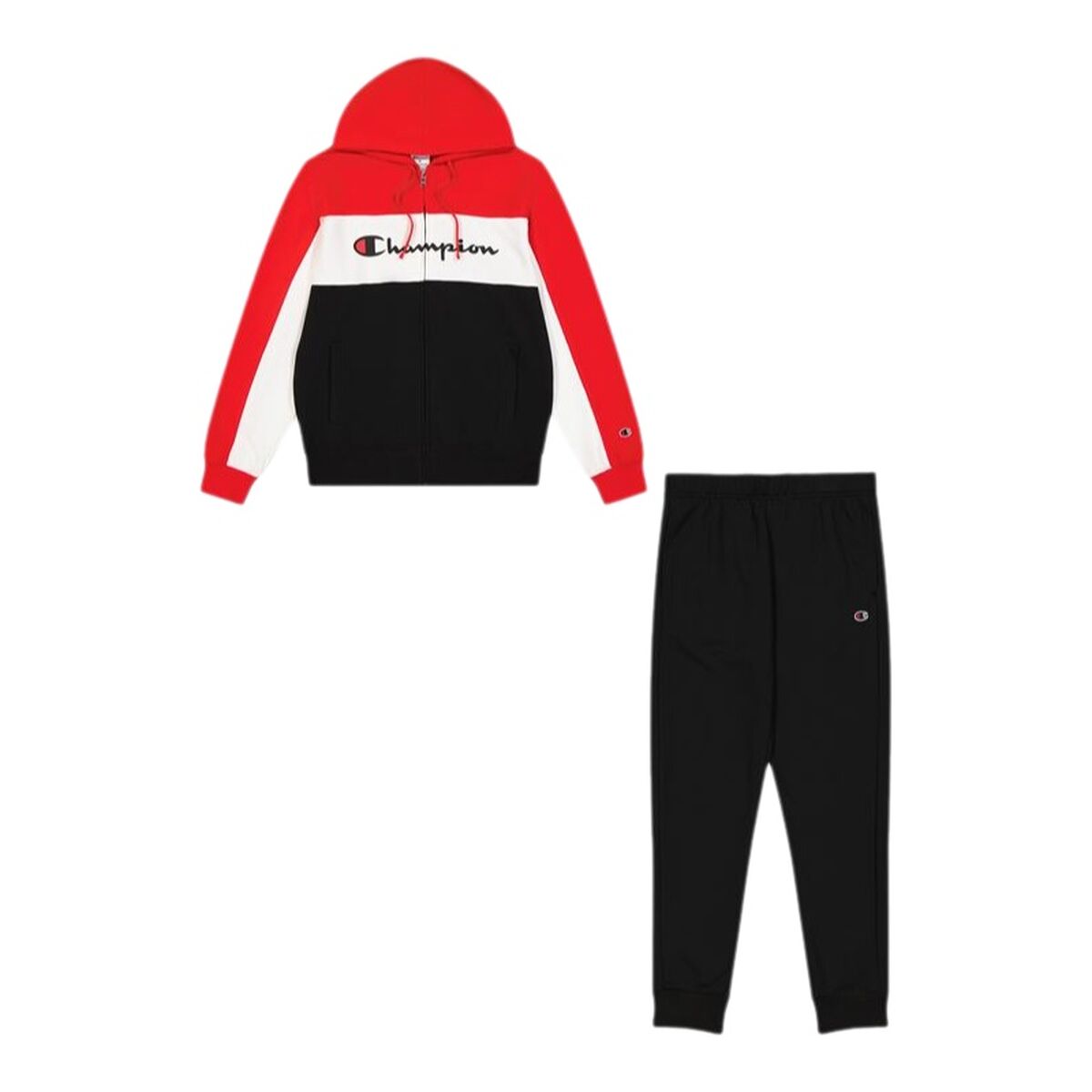 8054041451231 - Tracksuit for Adults Full Zip Suit Black Red Men 8054041451231 - Tracksuit for Adults Full Zip Suit Black Red Men