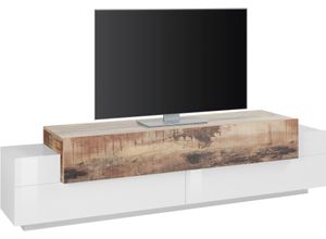 8054117990350 - Lowboard INOSIGN CoroLowboardTV-KommodeTV-MöbelTV-Bank Sideboards Gr B H T 200 cm x 516 cm x 45 cm weiß (weiß hochglanz ahornfarben) Lowboards mit 3 Klappen davon 2 Push-to-Open Funktion Breite 200