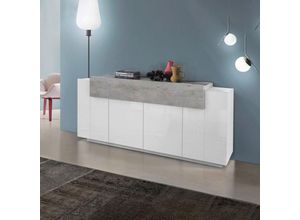 8054117990404 - Ahd Amazing Home Design - Sideboard Wohnzimmer modernes Buffet 200cm 4 Fächer weiß grau Corona Side