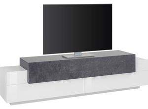 8054117990435 - Lowboard INOSIGN CoroLowboardTV-KommodeTV-MöbelTV-Bank Sideboards Gr B H T 200 cm x 516 cm x 45 cm schwarz-weiß (weiß hochglanz schieferfarben) Lowboards mit 3 Klappen davon 2 Push-to-Open Funktion Breite 200