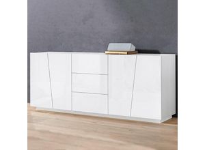 8054117990640 - Ahd Amazing Home Design - Sideboard Küchenschrank 220cm 2 Fächer 3 Schubladen weiß Vega Side