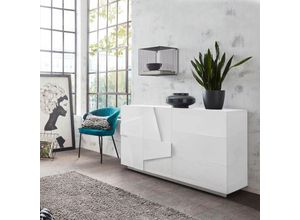 8054117990817 - Ahd Amazing Home Design - Sideboard Kommode 2 Türen 3 Schiebeschubladen modern weiß Ping Side m