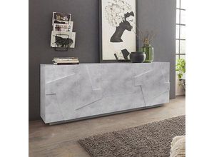 8054117990930 - Ahd Amazing Home Design - Design Wohnzimmer Sideboard 4 Türen 3 Schubladen 220cm grau Ping Wide