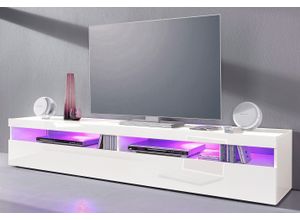 8054117991586 - Web Furniture - Design-Wohnzimmer-TV-Ständer 200cm 4 Fächer 2 Türen glänzend weiß Burrata