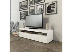 8054117991609 - Web Furniture - Wohnzimmer TV-Ständer 130cm 2 Fächer 1 Tür glänzend weiß Burrata Smart