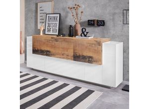 8054117992064 - Ahd Amazing Home Design - Modernes Design Sideboard weißes Holz 220cm 5 Türen 2 Schubladen New Coro Wide