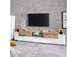 8054117992132 - Ahd Amazing Home Design - TV-Schrank 220cm offenes Fach 3 Türen weiß und Holz New Coro Low l