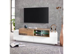 8054117992149 - Ahd Amazing Home Design - TV-Schrank 3 Türen offenes Fach 160cm weiß und Holz New Coro Low m