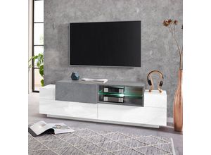 8054117992156 - Ahd Amazing Home Design - TV-Ständer 160cm offenes Fach 3 Türen weiß und Schiefer Neu Coro Low m