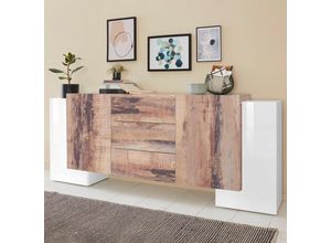 8054117992194 - Sideboard 210cm Sideboard 4 Türen 3 Schubladen modernes Design Pillon Lawe Ahorn