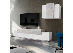 8054117992842 - Ahd Amazing Home Design - Wohnzimmer-Wand-TV-Schrank weiß grau Corona