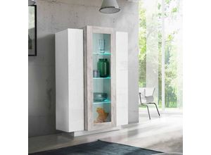 8054117992897 - Ahd Amazing Home Design - Design-Wohnzimmervitrine 120 cm Hochglanz weiß grau Corona