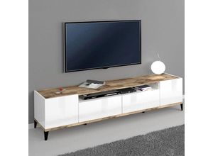 8054117993481 - TV-Board TECNOS sunrise Sideboards Gr B H T 200 cm x 47 cm x 40 cm 2 weiß (weißhg ahorn pereira) TV-Lowboards Breite 200 cm