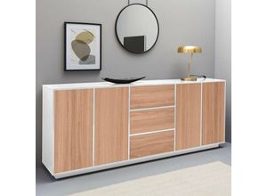 8054117994549 - Sideboard Küchenschrank 220cm Buffet Wohnzimmer weiß Lonja Holz