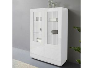 8054117994655 - Ahd Amazing Home Design - Hohe Anrichte mit Vitrine 100cm Wohnzimmer modernes Design weiß Syfe