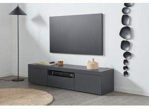 8054117994754 - Web Furniture - Modernes TV-Möbel für das Wohnzimmer mit Rollen 160x40x35cm 2 Türen 1 Klappe Regan Farbe Anthrazit