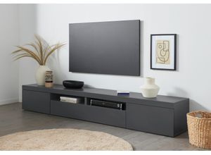 8054117994792 - Web Furniture - Mobiler TV-Ständer mit niedriger Ablage 2 Türen und 1 Klappe 240x40x35cm Idris Farbe Anthrazit