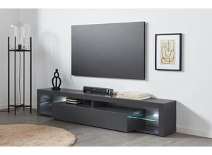 8054117994846 - Lowboard INOSIGN Essential Sideboards Gr B H T 200 cm x 35 cm x 40 cm schwarz (anthrazit matt) Lowboards Breite 200 cm