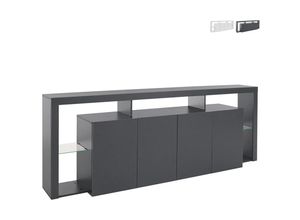 8054117994853 - Wohnzimmer-Sideboard mit 4 Türen großer Schrank 220x40x80 modernes Design Towyn Farbe Anthrazit