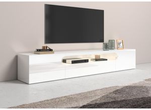 8054117995058 - Lowboard INOSIGN Real Breite 240 cmTV-Kommode TV-Möbel komplett Hochglanz lackiert Sideboards Gr B H T 240 cm x 41 cm x 40 cm weiß (weiß hochglanz) Lowboards mit 2 abgerundeten Türen1 Klappe die ein ovales offenes Fach bilden