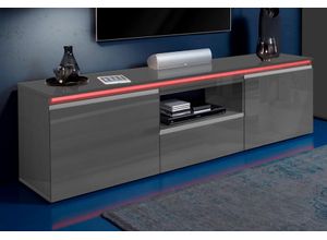 8054117995911 - Lowboard INOSIGN MagicLowboardTV-KommodeTV-MöbelTV-BankB180cm Anthr HG lackiert Sideboards Gr B H T 180 cm x 515 cm x 40 cm 1 grau (anthrazit hochglanz) Lowboards mit 2 Türen 1 Schubkasten offenes Ablegefach BTH 180x40x515 cm