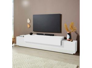 8054117996819 - Ahd Amazing Home Design - Modernes Design TV-Board 240cm weiß 4 Fächer und 3 Türen Corona Low Bial