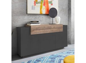 8054117996826 - Modernes Sideboard mit 3 Fächern 160cm schwarz aus Holz fürs Wohnzimmer Corona Side Hound