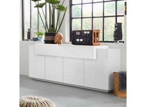 8054117996857 - Moderne weiße Sideboard Anrichte für die Küche 200cm 4 Fächer Corona Side Lacq