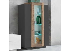 8054117996864 - moderne Vitrine in Schwarz aus Holz hoch fürs Wohnzimmer 80x120cm Corona Hound