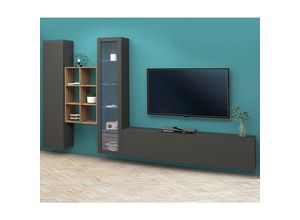 8054117997755 - Ahd Amazing Home Design - Moderner TV-Schrank Vitrine Wand Bücherregal Holz Rold rt