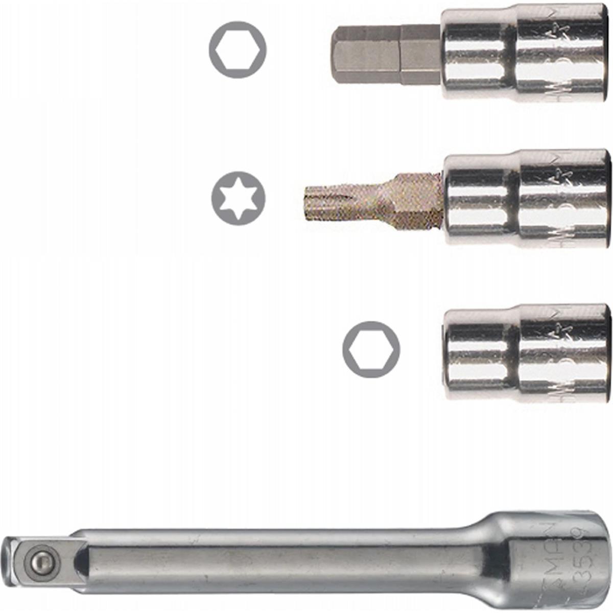 8054242276589 - Set von 1 4 Nüssen für Drehmomentschlüssel - 20 Teile mit Einsätzen und Verlängerung