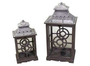 8054248914447 - Webmarketpoint - Rechteckige hellgraue Holzlaterne aus Metall 1-2 cm315x26h635