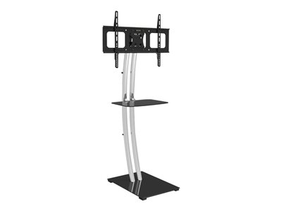 8054529028856 - TECHly Support Floor Rectangular Base and Shelf - Aufstellung - für LCD-Display - Glas Chrom - Schwarz Silber - Bildschirmgröße 813-1778 cm (32-70)