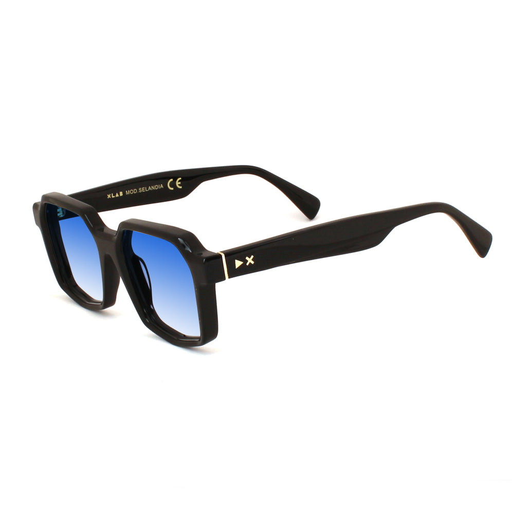 8054757823575 - XLAB Unisex SELANDIA Gläser SONNENBRILLEN Acetat Schwarz Hellblau Quadratisch  Schattiert