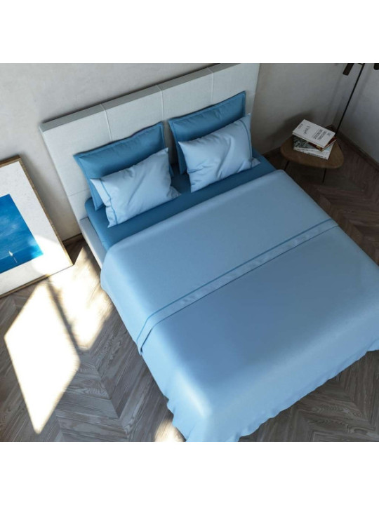 8054806102231 - - Set completo letto lenzuola cotone - Blau