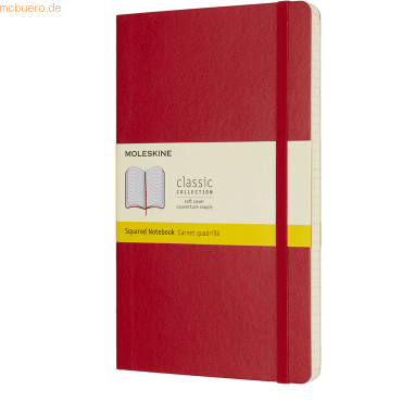 8055002854641 - Notizbuch Classic Collection 854641 scharlachrot A5 kariert 70g 96 Blatt 192 Seiten mit Gummiband 8055002854641 MOLESKINE