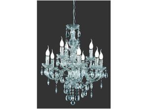 8055303002017 - Großer klassischer Lüster Kronleuchter aus Chrom mit Anhängern 9xE14 Trio Lighting