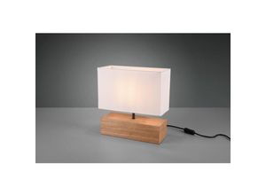 8055303614739 - Iperbriko - Rechteckige Tischlampe Woody Naturholz Weißer Lampenschirm Trio Lighting