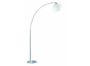 8055303621966 - Iperbriko - Gewölbte Stehlampe Brasilia 1x E27 Lampenschirm Chrom Weiß H180 cm Trio Lighting