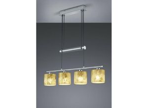 8055303632177 - Iperbriko - Aufhängung Garda Nickel 4 Stofflampenschirme Gold L77 cm Trio Lighting