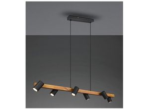 8055303864936 - Iperbriko - Wood Island Chandelier 6 einstellbare zylindrische schwarze Spots Marley Trio Lighting