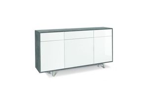 8055303875536 - Sideboard mit drei Türen und drei Schubladen Glossy White Cement 164x41x h92 cm