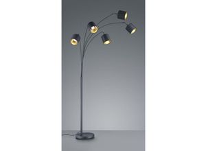 8055303885733 - Iperbriko - Tommy Black Stehlampe 5xE14 Schwarz-Gold Stoff H200 cm Trio Beleuchtung