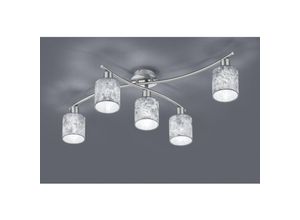 8055303887522 - Garda Nickel Deckenleuchte 5 Lampenschirme Silber Stoff L75 cm Trio Lighting