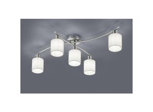 8055303887539 - Iperbriko - Garda Nickel Deckenleuchte 5 Lampenschirme aus weißem Stoff L75 cm Trio Lighting