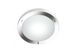 8055303889557 - Iperbriko - Deckenleuchte Rotonda Led Nickel con Vetro Opale IP44 Trio Lighting