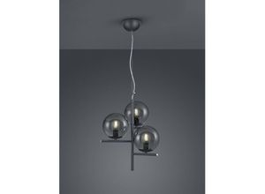 8055303911036 - Iperbriko - Pendelleuchte 3-flammig Anthrazit Rauchglaskugeln Ø40 cm Pure Trio Lighting